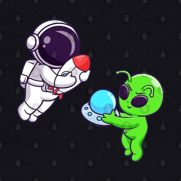 Astronaut and alien by TheDesigNook